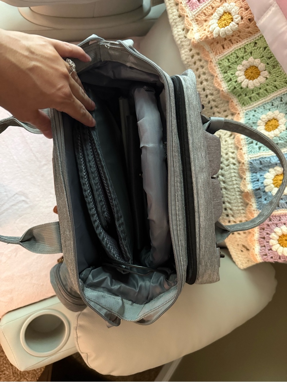Brand New Good Mum Diaper Bag Backpack with Changing Station Grey Multifunction - Picture 3 of 4